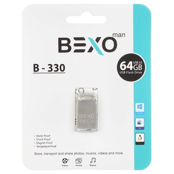 BEXO B-330 USB2.0 Flash Memory - 64GB (گارانتی داده پردازی آواتک) نقره ای